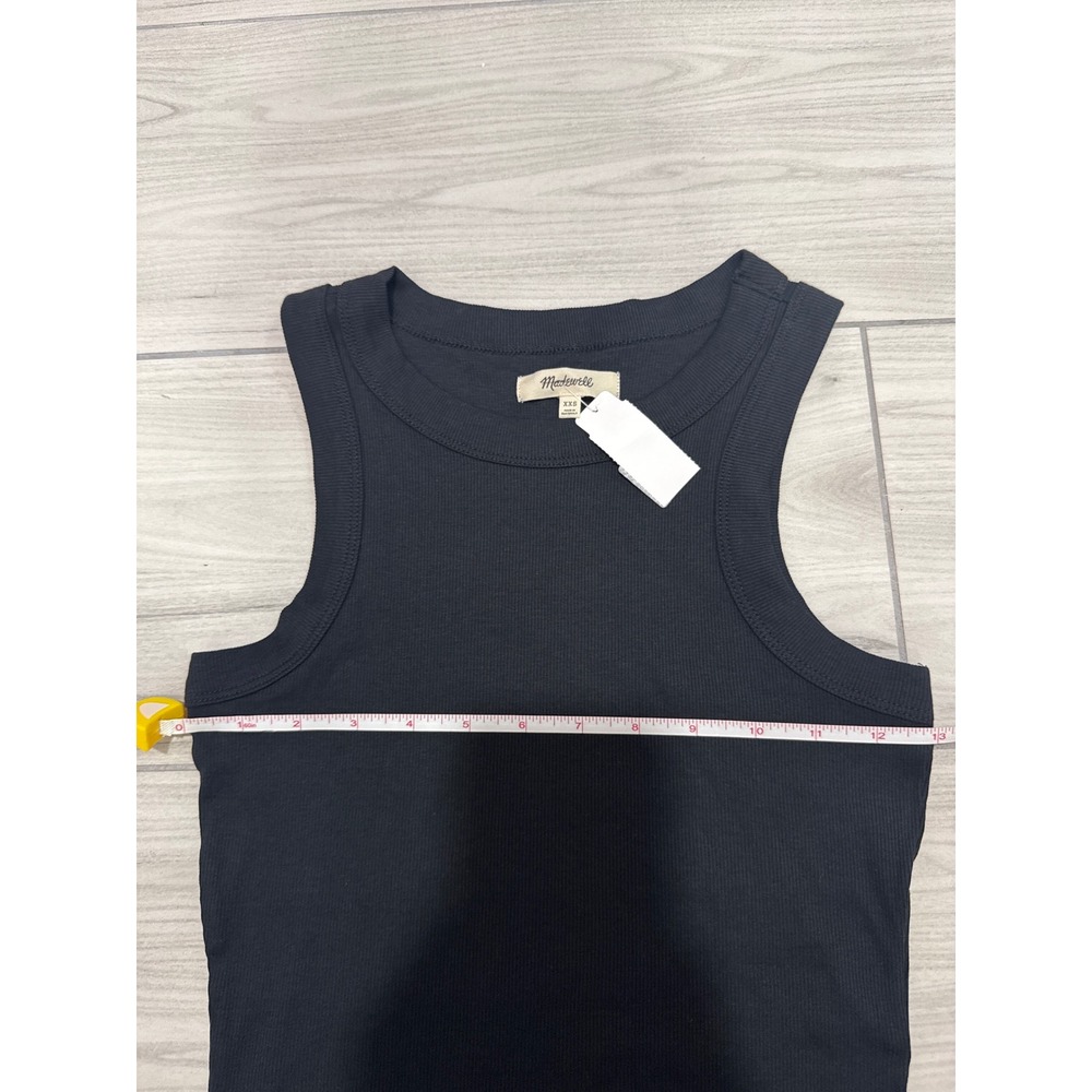 Madewell Brightside Tank Top Black Ribbed Crew Neck Sleeveless XXS NWT - Picture 3 of 5